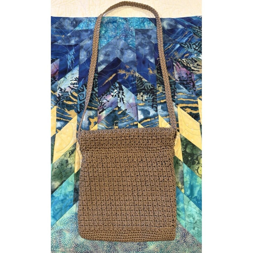 The Sak Crossbody Mini Shoulder Bag Purse Brown Khaki Crochet Zip Lined Boho Hip - Picture 7 of 11
